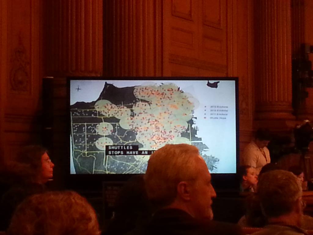 Anti_Eviction Mapping project data shown to the supervisors demonstrates how the Google Buses lead to evictions