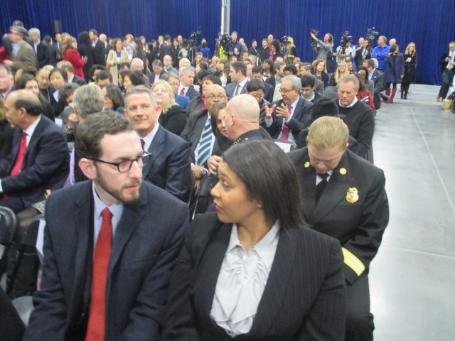 Sup. London Breed chats with Sup Scott Wiener at the mayor's State of the City address