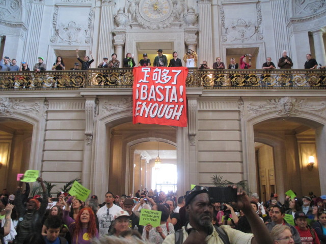 Mission residents take over City Hall to demand an end to displacement