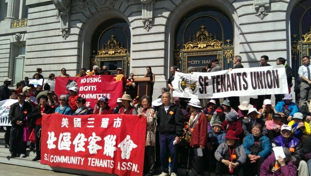 Tenants rally for Sup. Jane Kim's anti-eviction legislation, which has its first hearing Monday/27