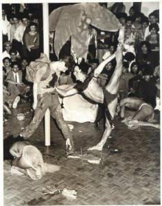 Viktor Manoel (doing the splits) winning the grand champion title at a whacking competition at Gino's II in the late '70s/early '80s 