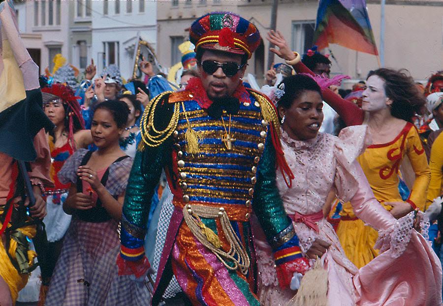 SF Carnaval was lit from year one — here, a parade participant from 1979. Photo: Lou Dematteis