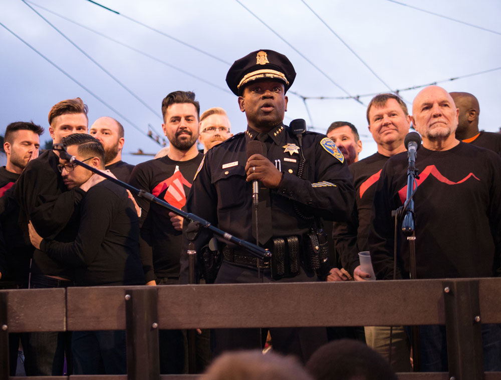 Acting Police Chief Toney Chaplin took the stage. Photo By David Schnur.