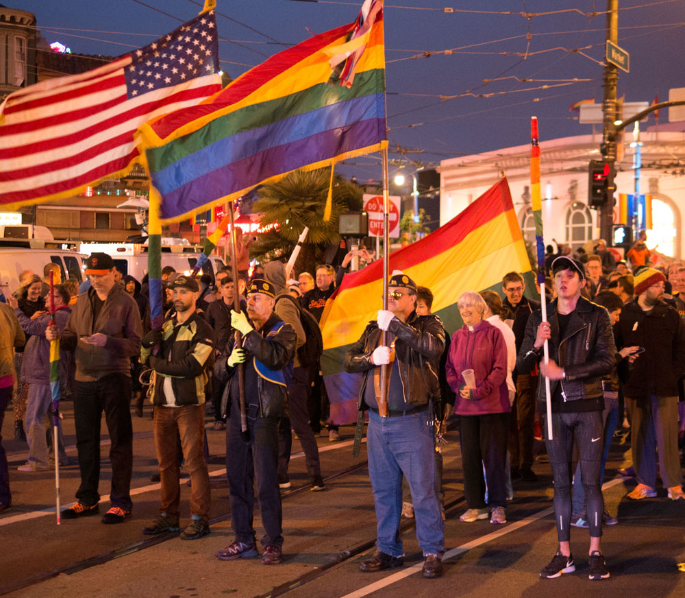 The candlelight vigil became a march from the Castro to Civic Center.