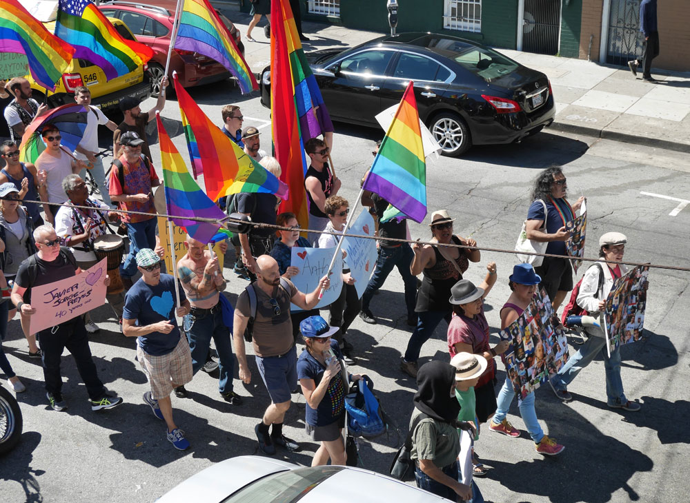 The march symbolically united the Latino and LGBT communities. Photo by David Schnur