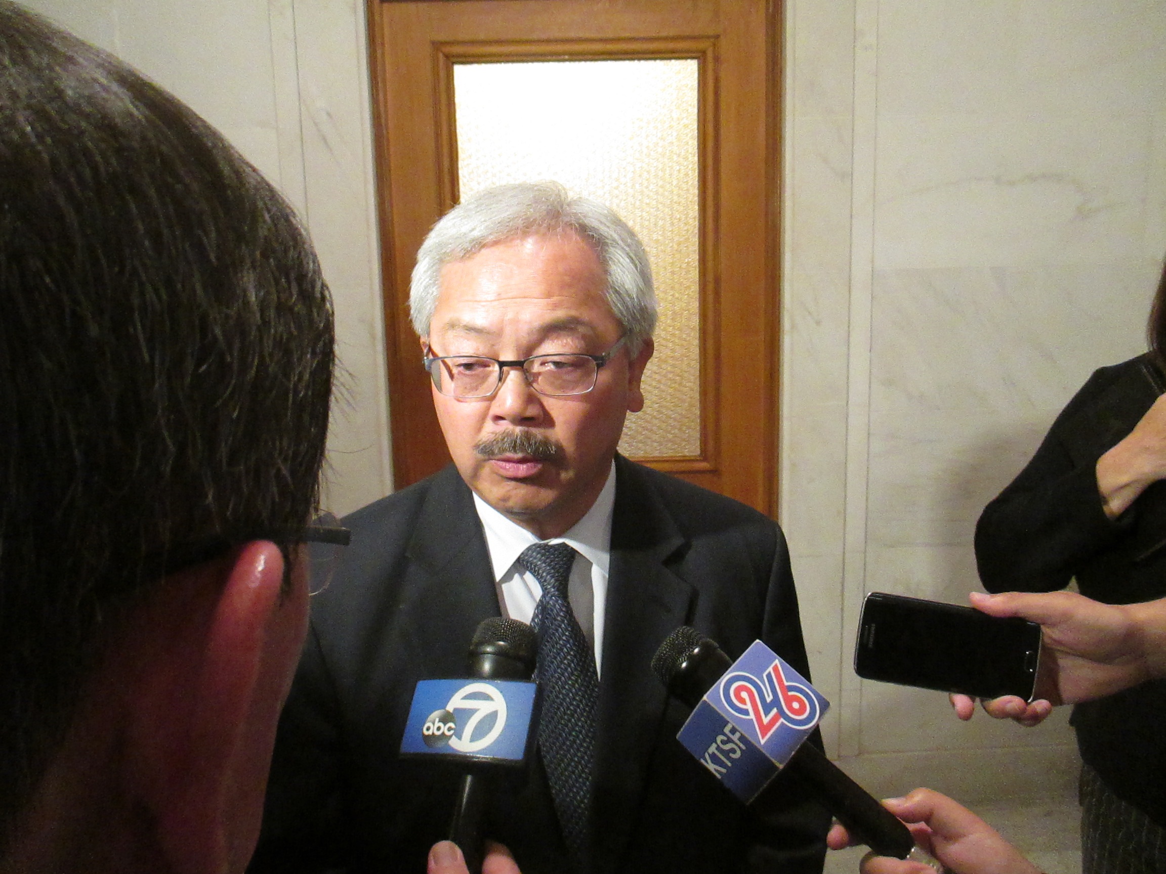 Mayor Lee refused to talk about the homeless policy measures by Farrell and Wiener 