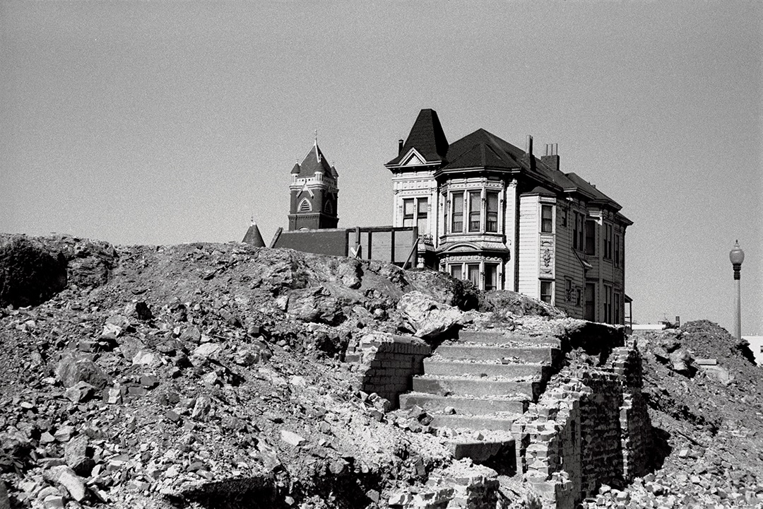 The Redevelopment Agency demolished housing in the Western Addition in the 1960 (photo SF Library)