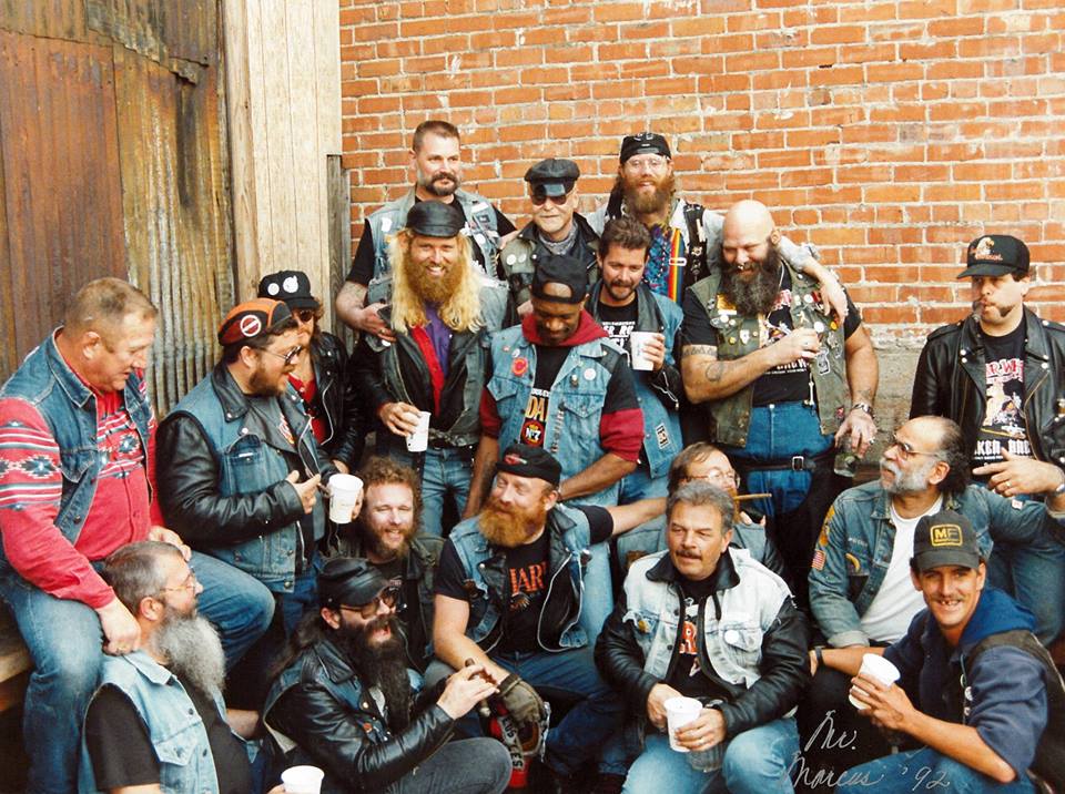 Promo for 'Leather and Fur': Rainbow Motorcycle Club celebrating their 20th anniversary on April 12, 1992 on the back patio of the Lone Star Saloon. Photo: Mr. Marcus (collection of BEAR Cultural & Historical Archives)