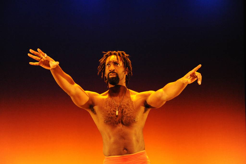 Antoine Hunter shows the audience how a deaf dancer feels the beat at a 2011 Sins Invalid show.