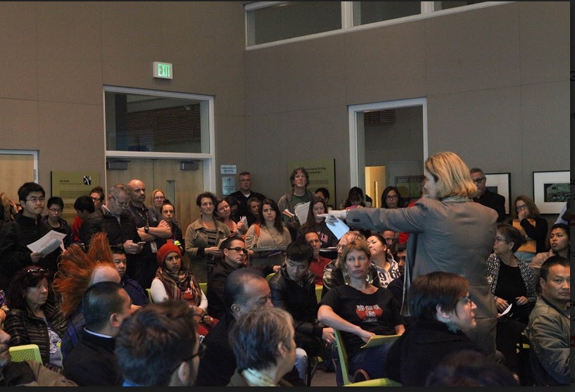 Chancellor Susan Lamb lectures protesters before walking out of a meeting. Photo by Cassie Ordonio