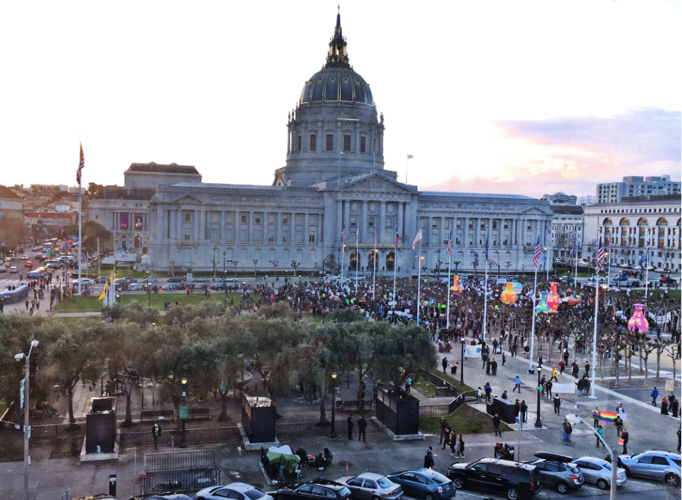 Huge protests against Trump in San Francisco -- but will the mayor fight back on the budget? Photo by Sana Saleem. 