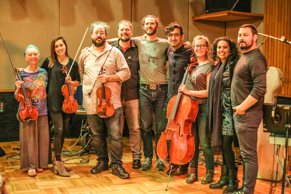 Lyz Luke, Joe Bagale, Sahba Aminikia, and Awesome Orchestra post-recording. Photo by Cristina Isabel Rivera.