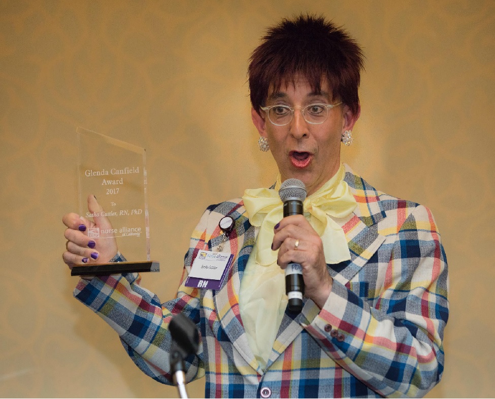 Nurse Sasha Cuttler with a recent award
