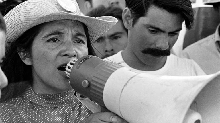 Dolores Huerta, filling the screen