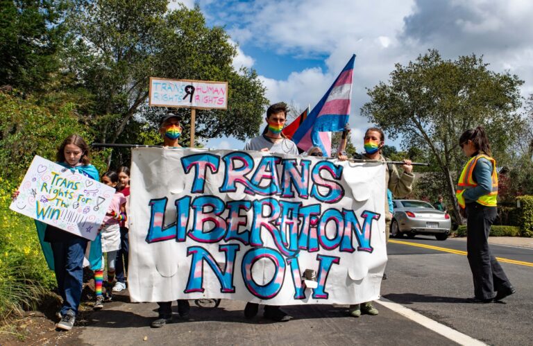 PHOTOS: Families march on Newsom’s house for trans rights