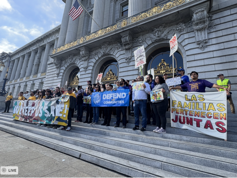 Labor, community groups rally against Trump’s threats of an ICE invasion