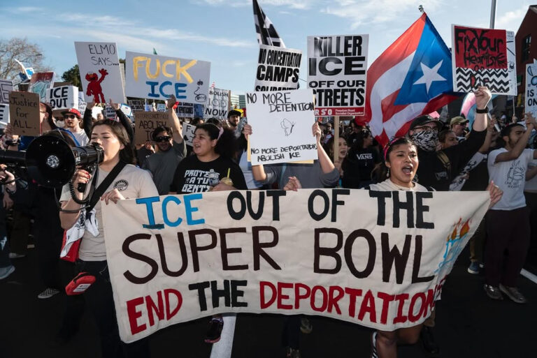 Protests, puppets, and a big Bad Bunny at Super Bowl LX