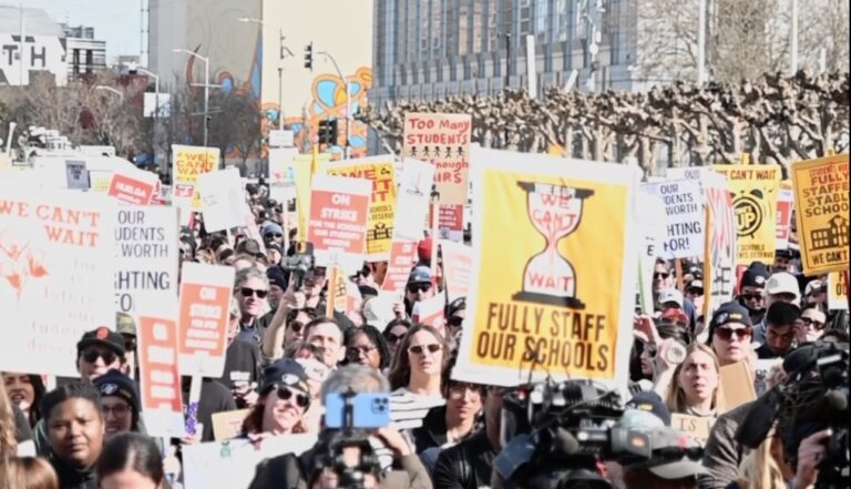 Watch: Teachers rally outside City Hall as strike launches