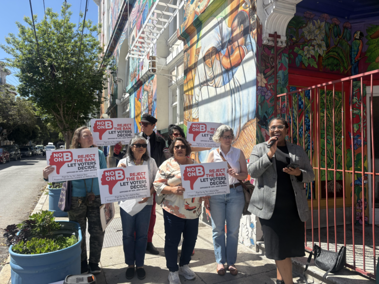 Broad coalition urges No on B vote
